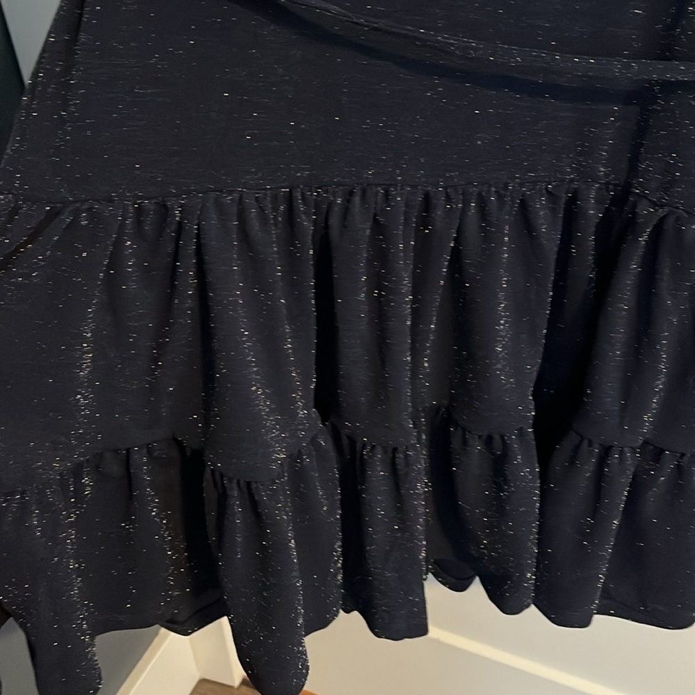 Navy Blue Sparkly Tiered Long Sleeve Dress EUC - Picture 6 of 13